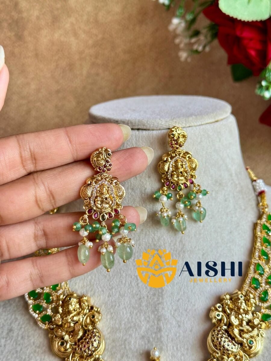 Nakshi Sparkilng Necklace(Mint Beads)-N833