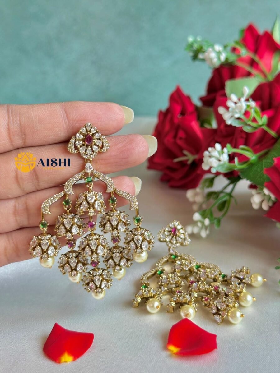 Sparkling AD Pearl Drops Earring(Multi)-AE153