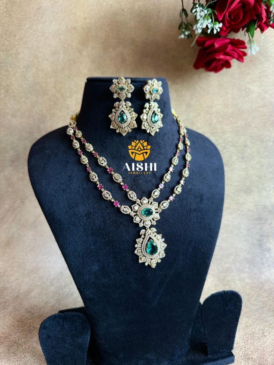 Sparkling Floral Layer AD Neckpiece-AN375