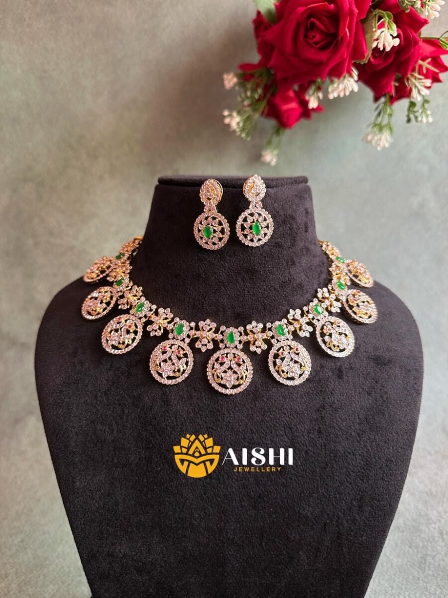 Starlit Elegance AD Neckpiece(Green)-AN395