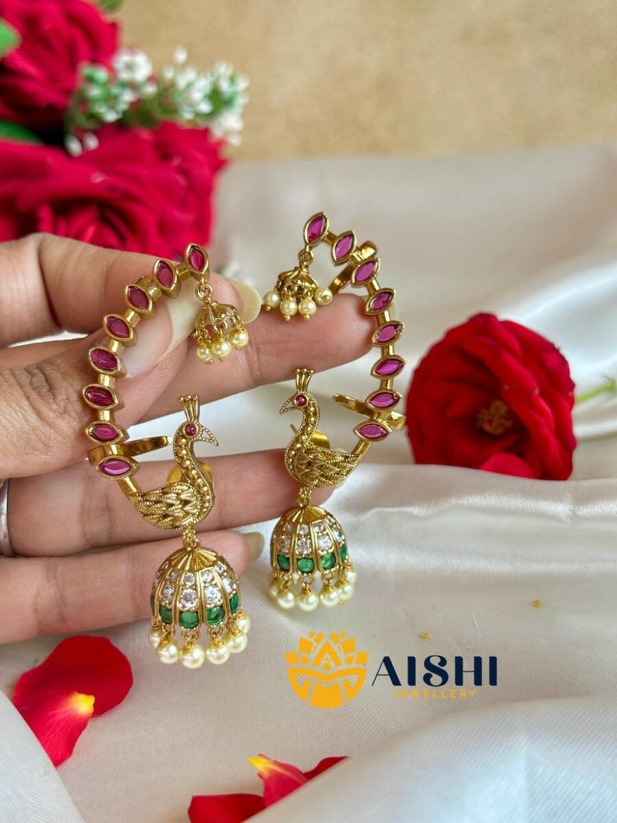 Elegant Peacock Earcuff Earrings-E467