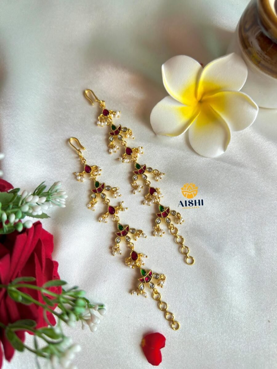 Vintage Pirai Nila Straight Earchain(Jadau)-EC171