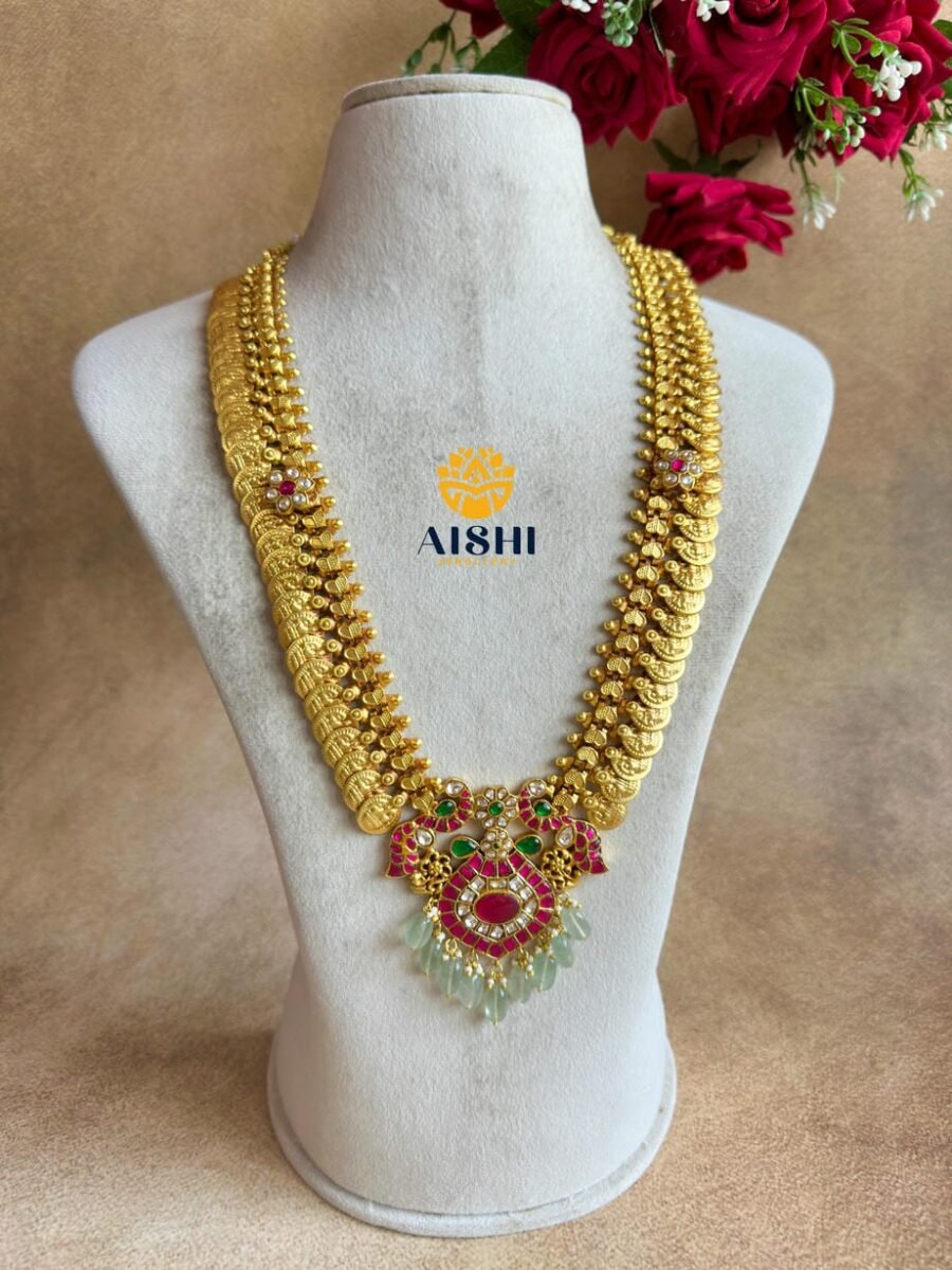 Mayura Floral Coin Nakshi Haram(Jadau)-LH485