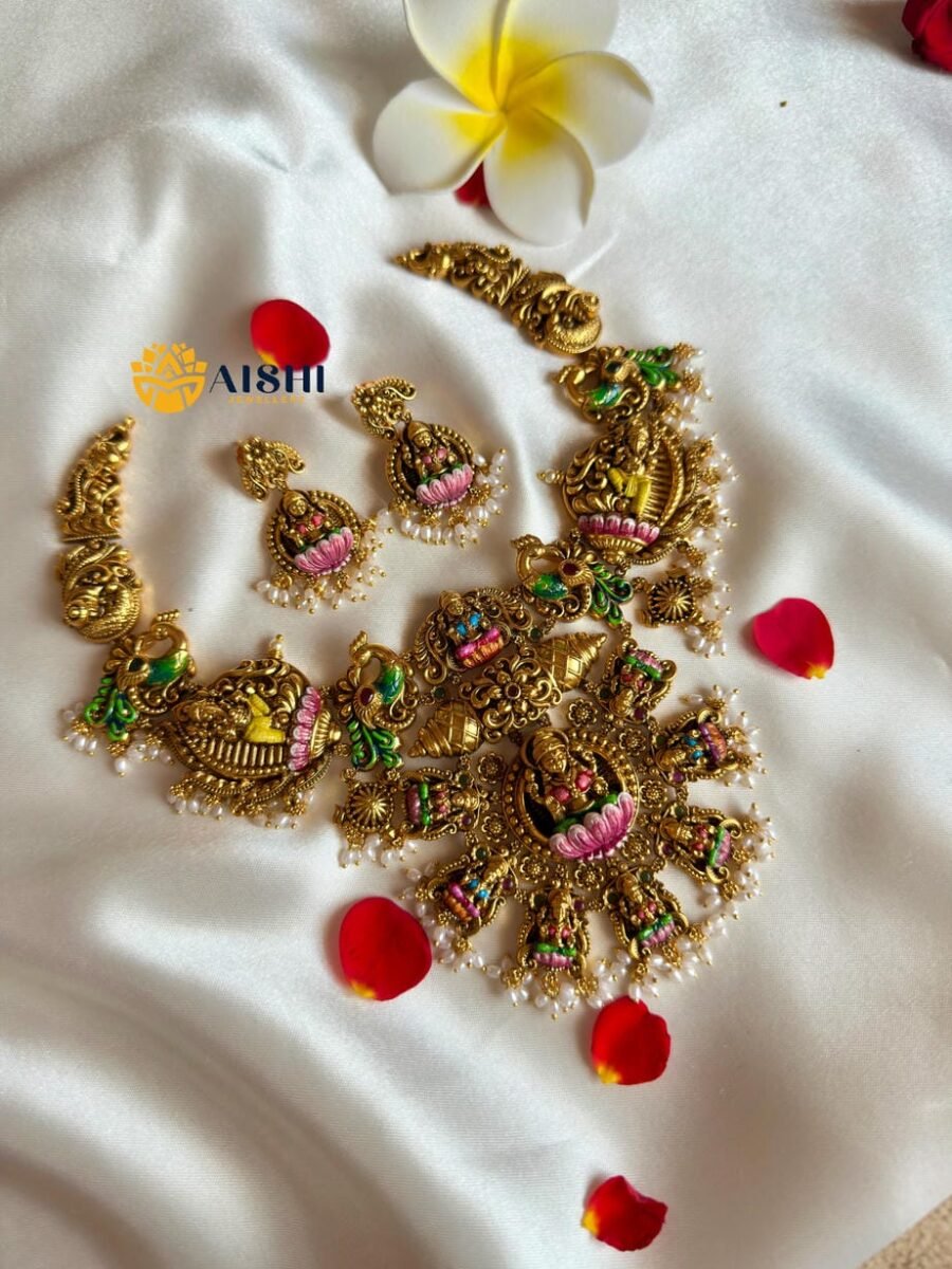 Lakshmi Blessings Hand-Painted Necklace-N835