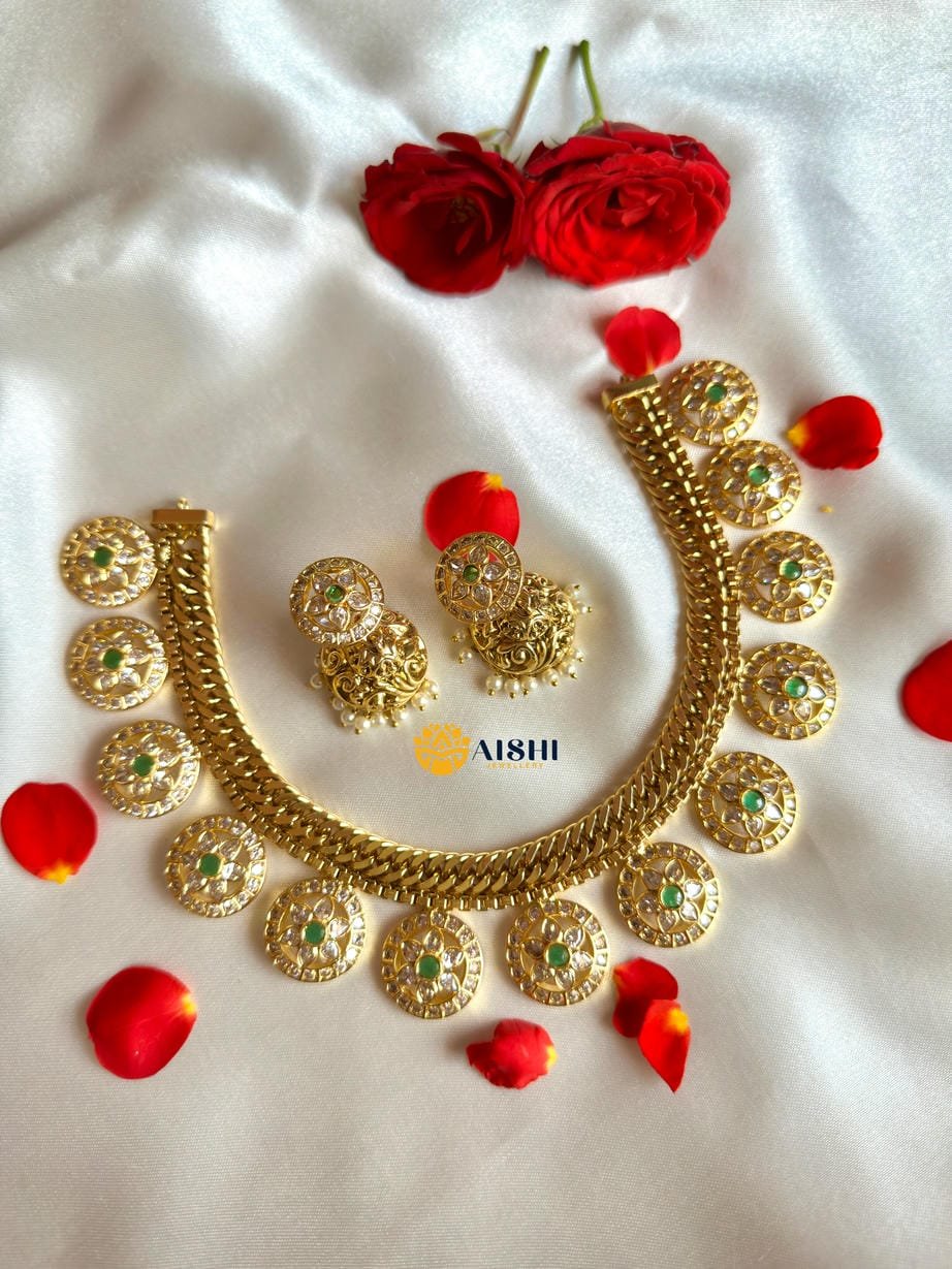 Classic Floral Coin Necklace-N845