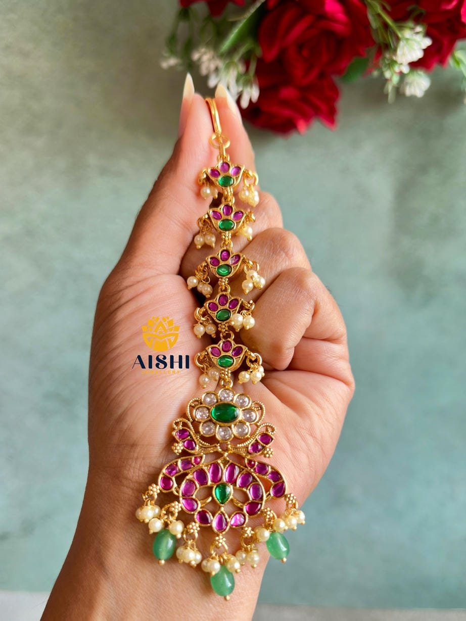 Floral Design Tikka(Mint beads)-T344