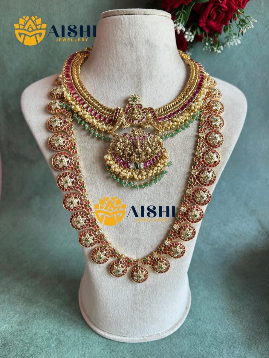 Vintage Nakshi Ruby Jewellery Set-BS152