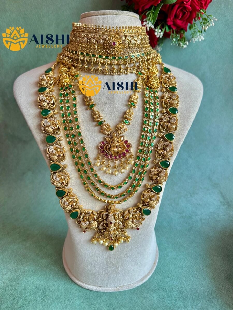 Antique Nakshi Green Jewellery Set-BS155