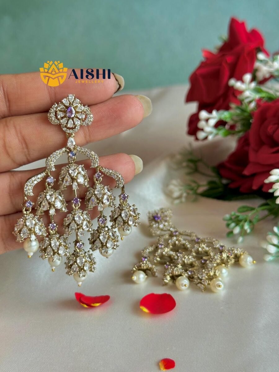 Diamond Pearl Chandbali Earrings – AE154
