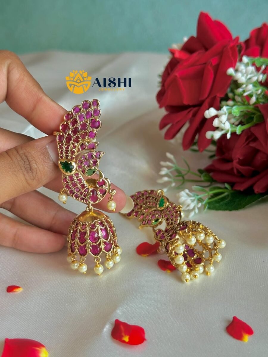 Mayura Stone Jhumka – E471