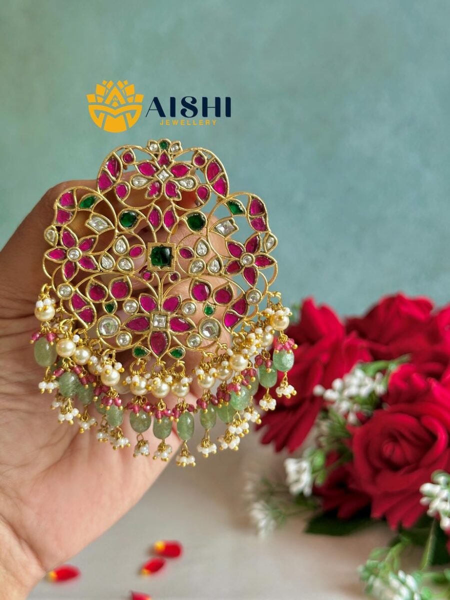Floral Kemp Pearl Hair Choti (Jadau) – HA140