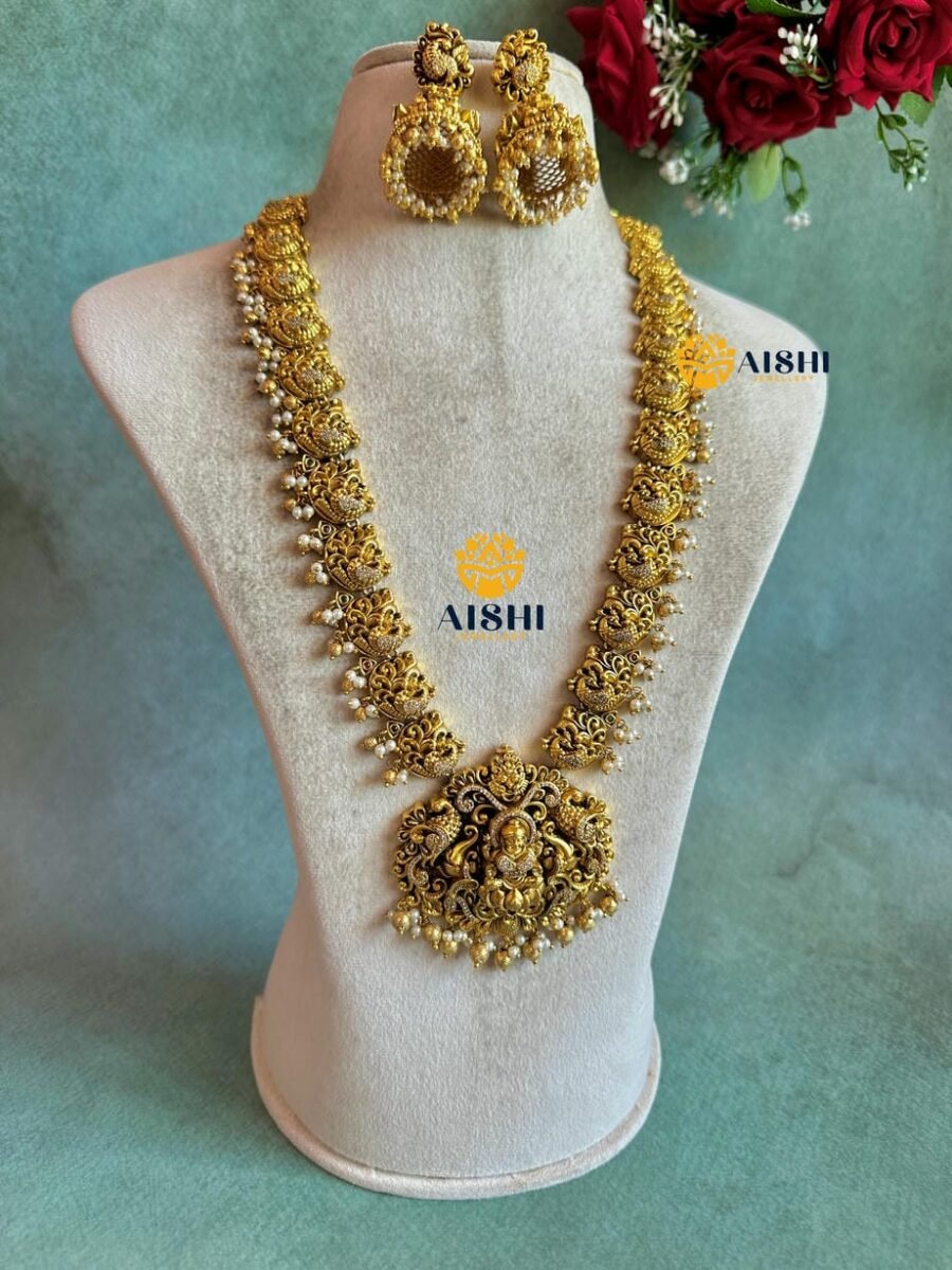 Gold likea polish Nakshi Antique Long Haram-LH112