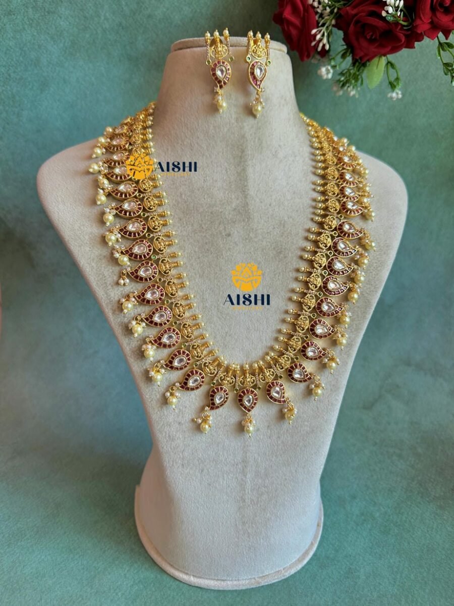 Ruby Pearl Bridal Haram Set -LH492
