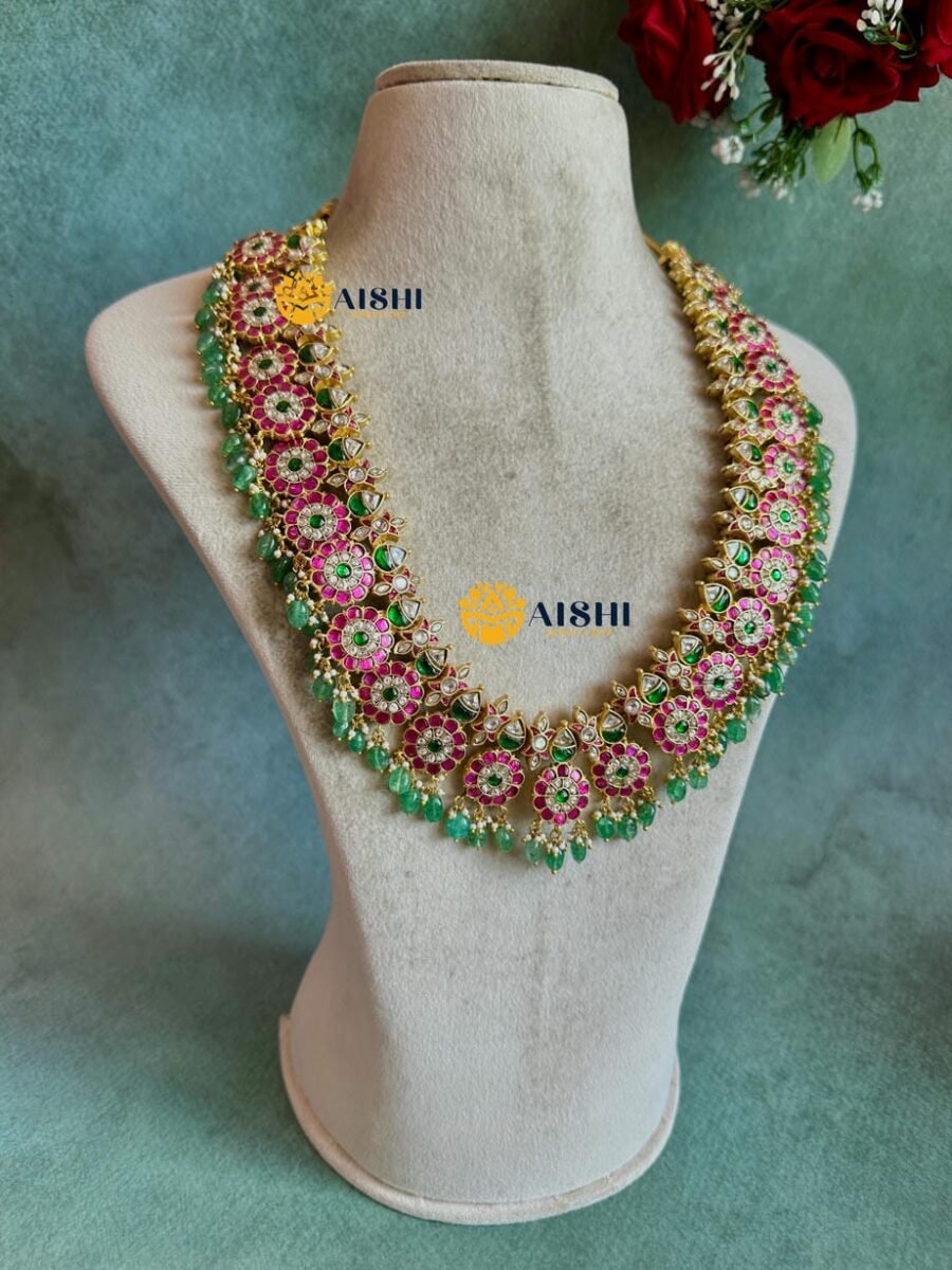 Floral Jadau Stone Haram(Jadau)  – LH496