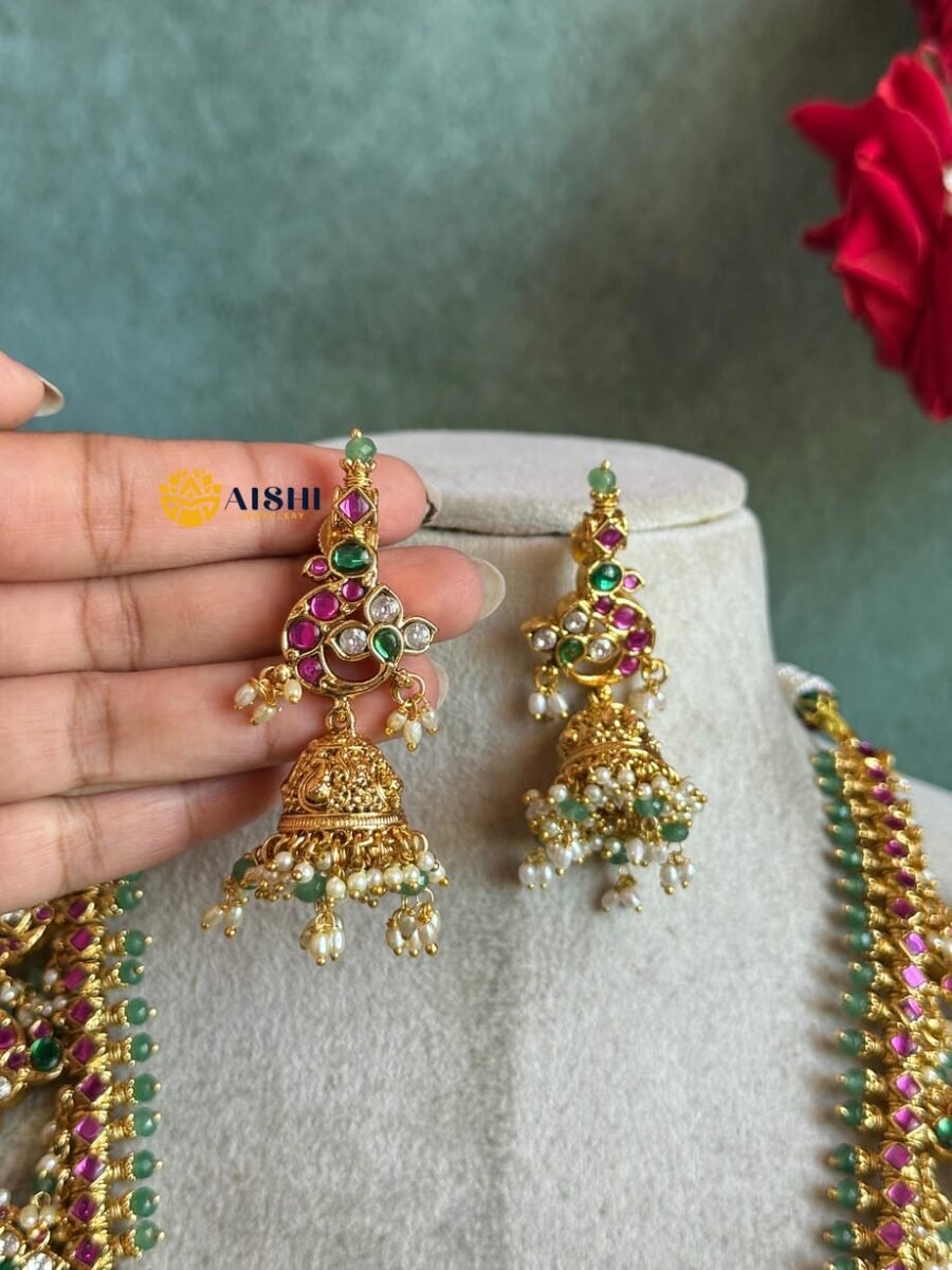 Victorian Emerald Bridal Haram Set (Jadau) -LH497