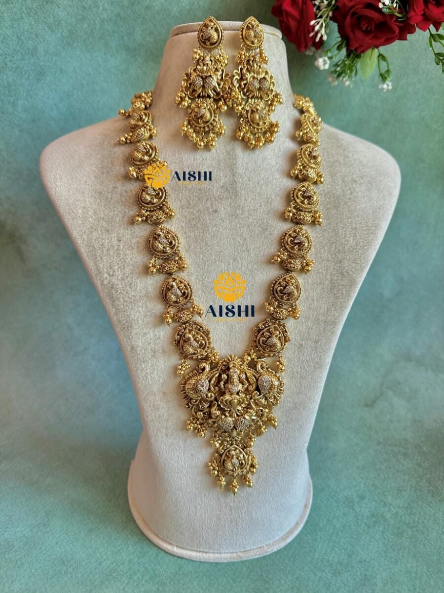Antique Peacock Lakshmi Long Haram -LH506
