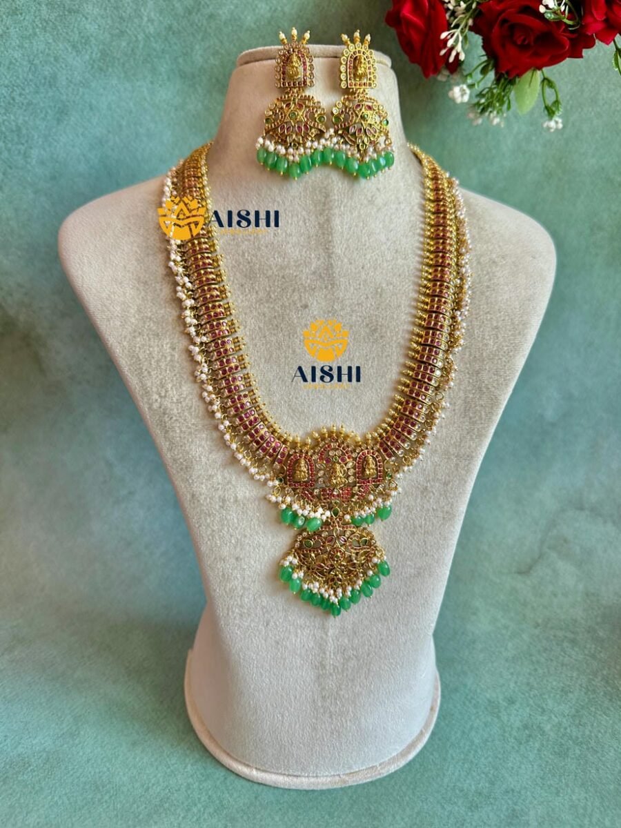 Ruby Green Temple Bridal Haram – LH514