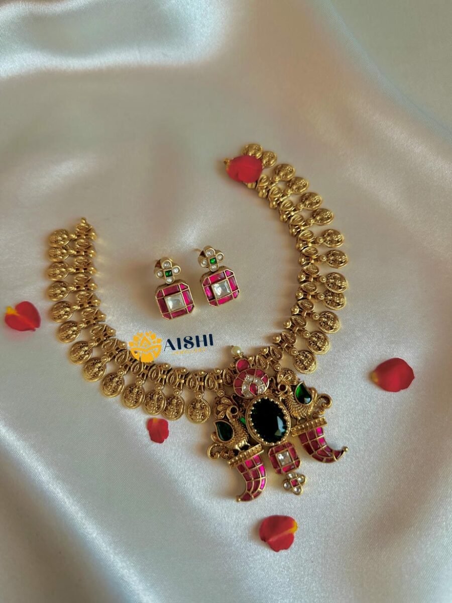 Antique Temple Choker Necklace Set (Jadau)- N851