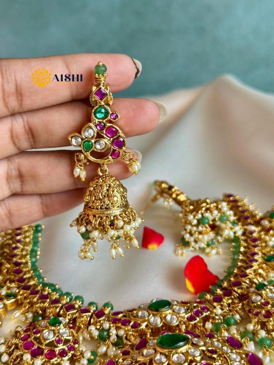 Premium Jadau Bridal Necklace Set – N855
