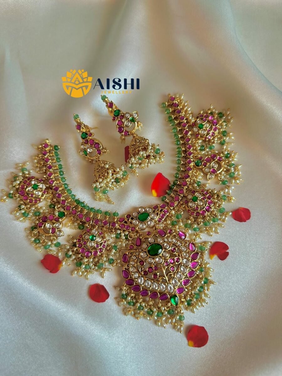 Premium Jadau Bridal Necklace Set – N855