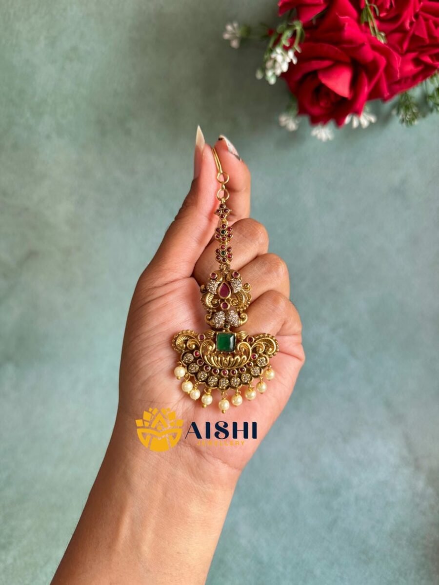 Ruby Green Maang Tikka – T350
