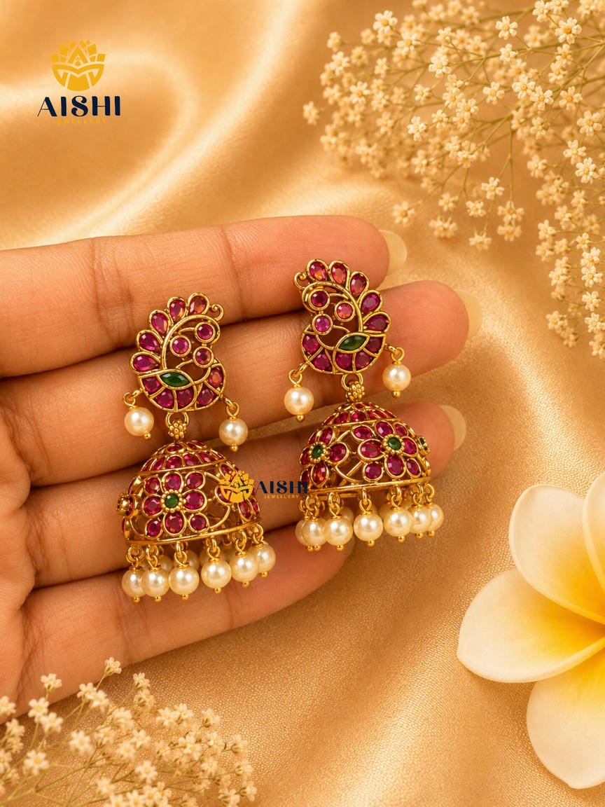 Floral Peacock Jhumka - E491