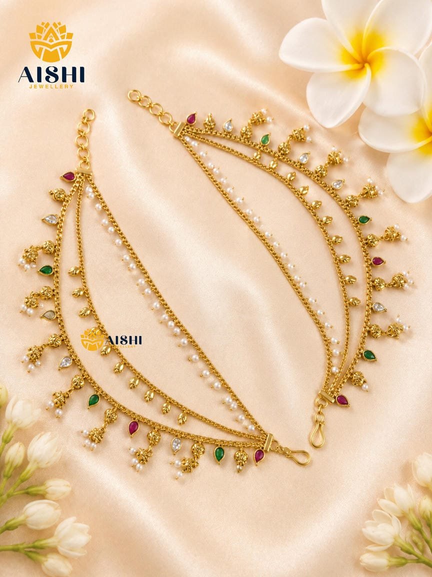 Green Bead Earchain - EC178