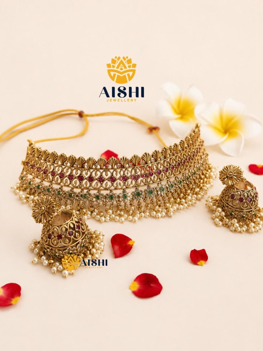 Pearl Jhumka Choker Set – HN211