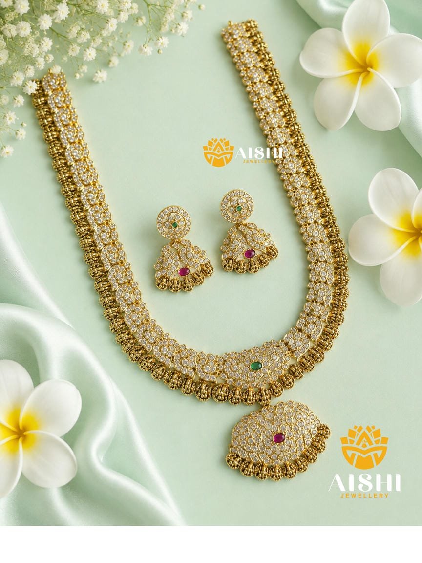 Ruby Green Bridal Haram Set - LH548