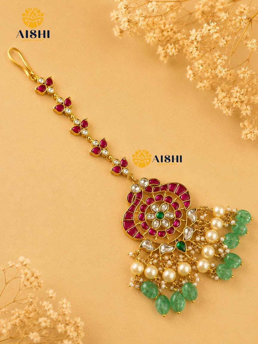 Ruby Leaf Jadau Maang Tikka - T369