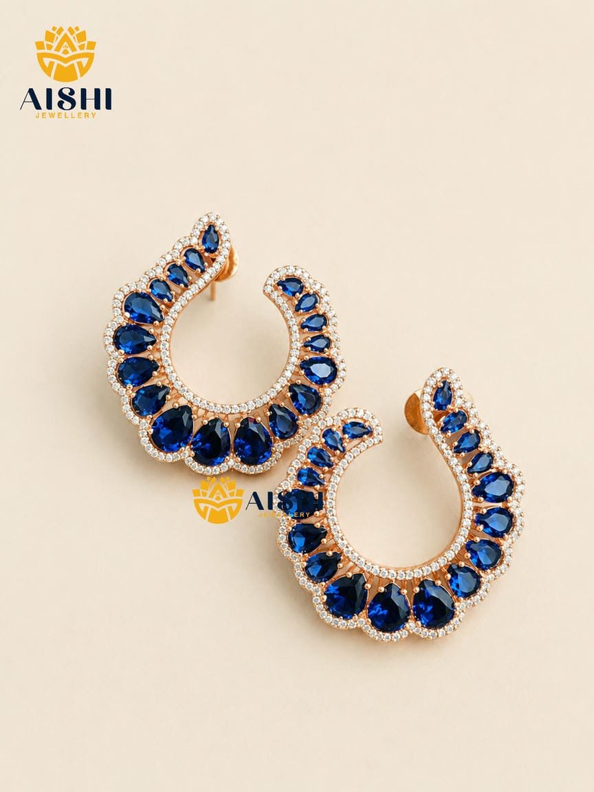 Cz Partywear Earring (Blue)-AE22