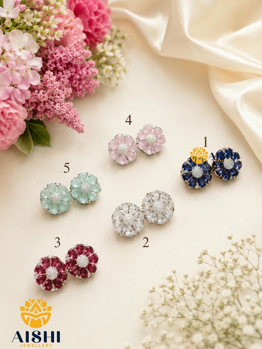 Floral American Diamond Stud -AE56