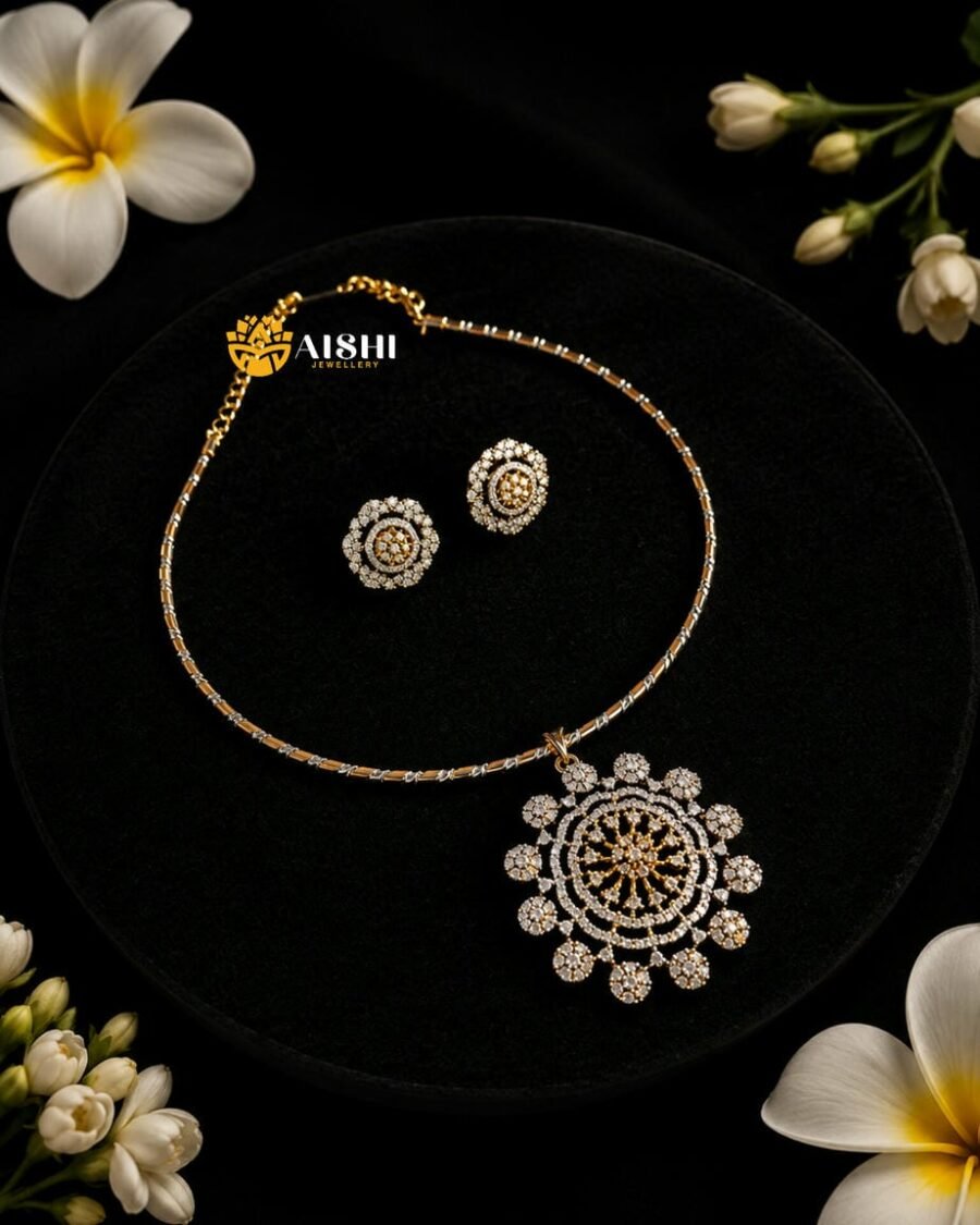 American Diamond Pendant Necklace Set – AN421
