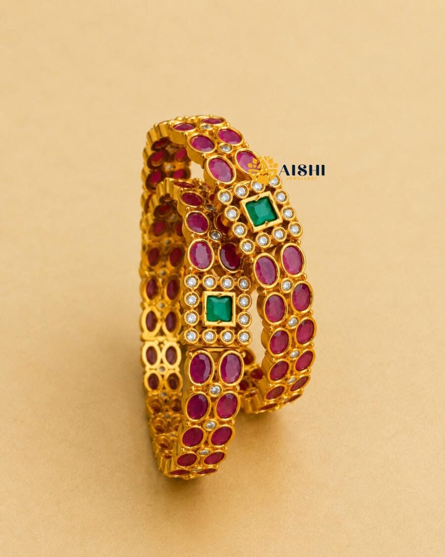 Ad Ruby Matt Open Type Bangles (Pair) -B14