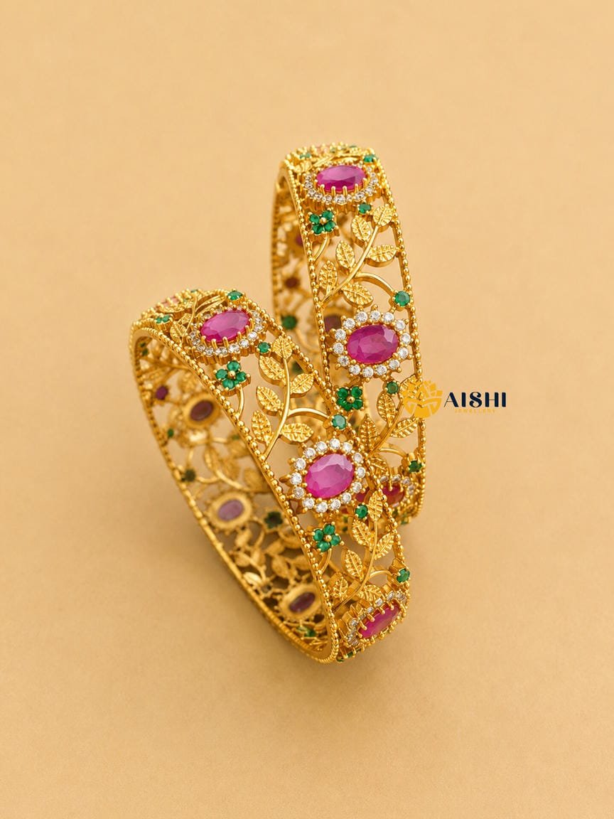 Floral Ad Matt Bangles – B41