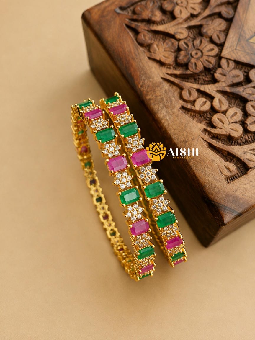 Star with Square Ad Bangles (Pair)-B55