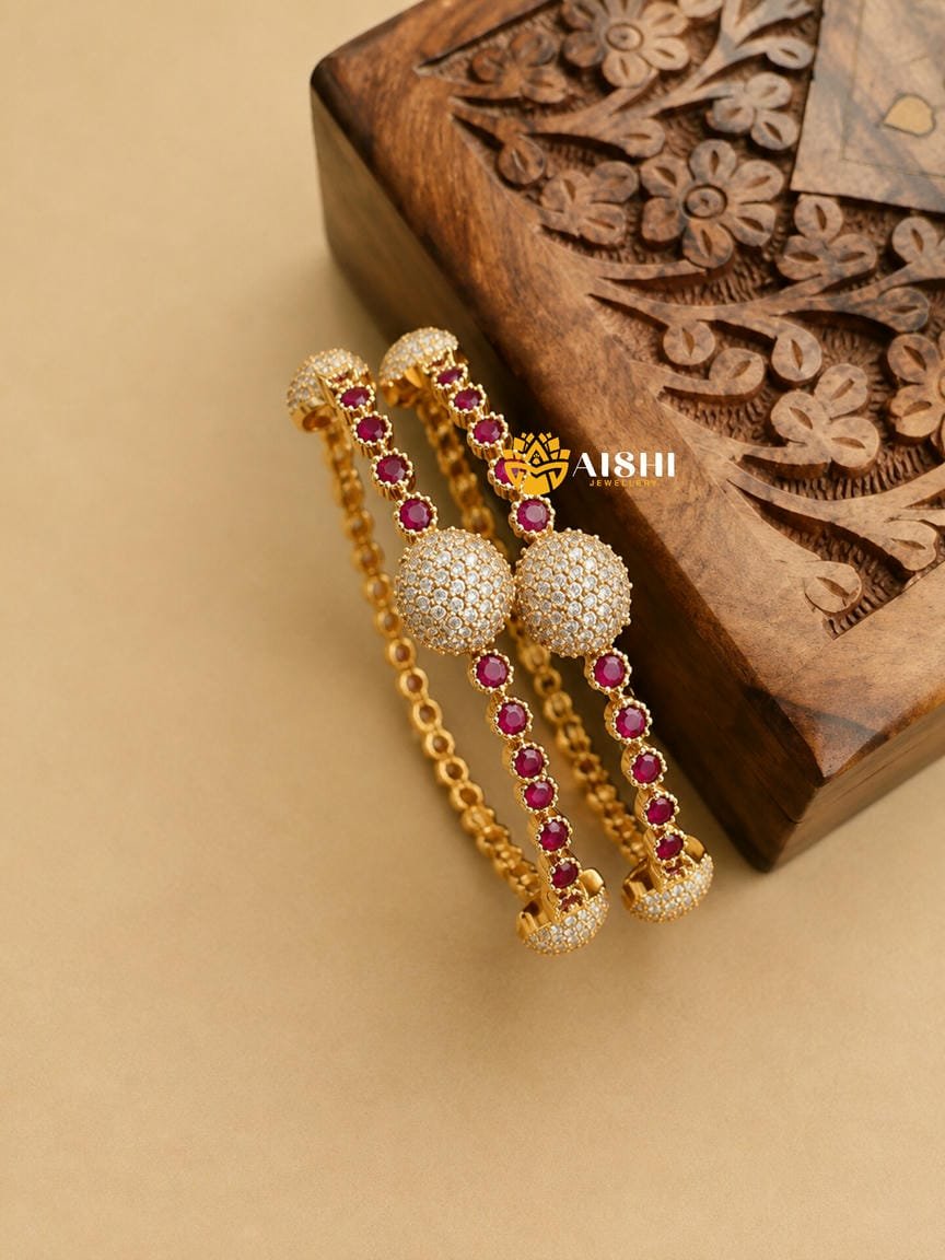 Simple Ball Ad Bangles (Pair)-B58