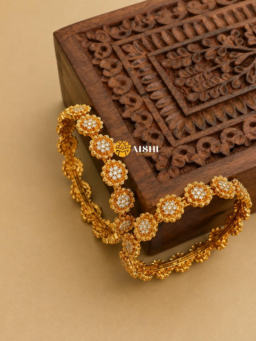 Floral Matt finish Bangles (Pair)-B65