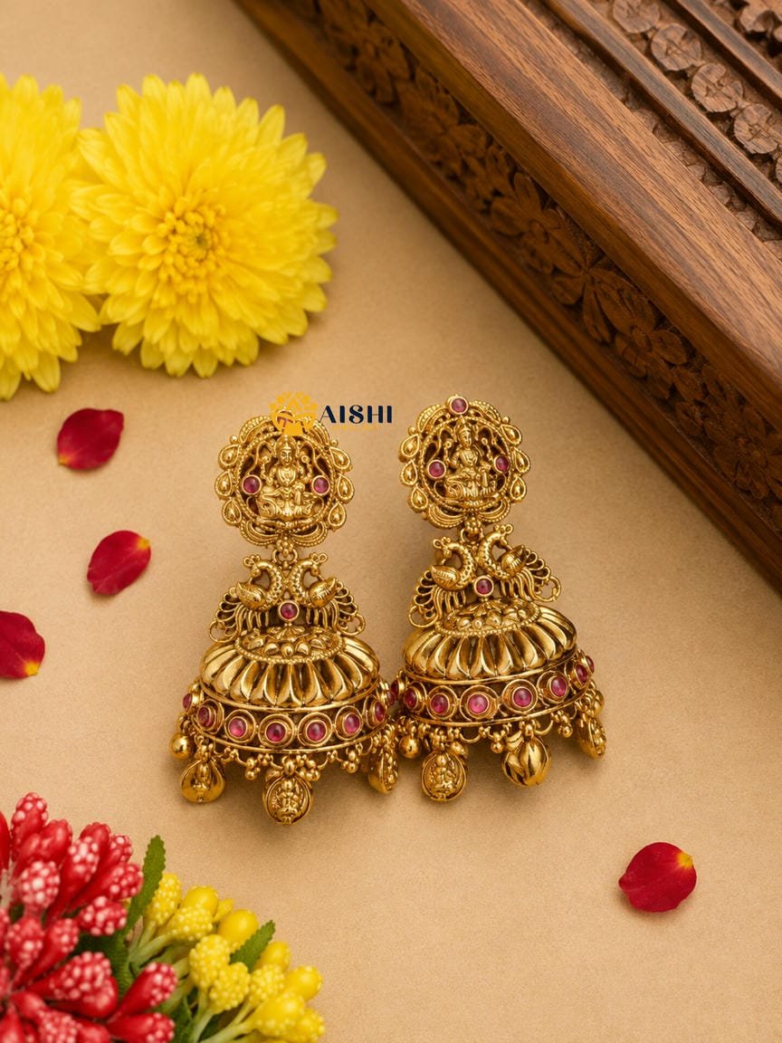 Traditioanl Coin Jhumka(Ruby)-E269