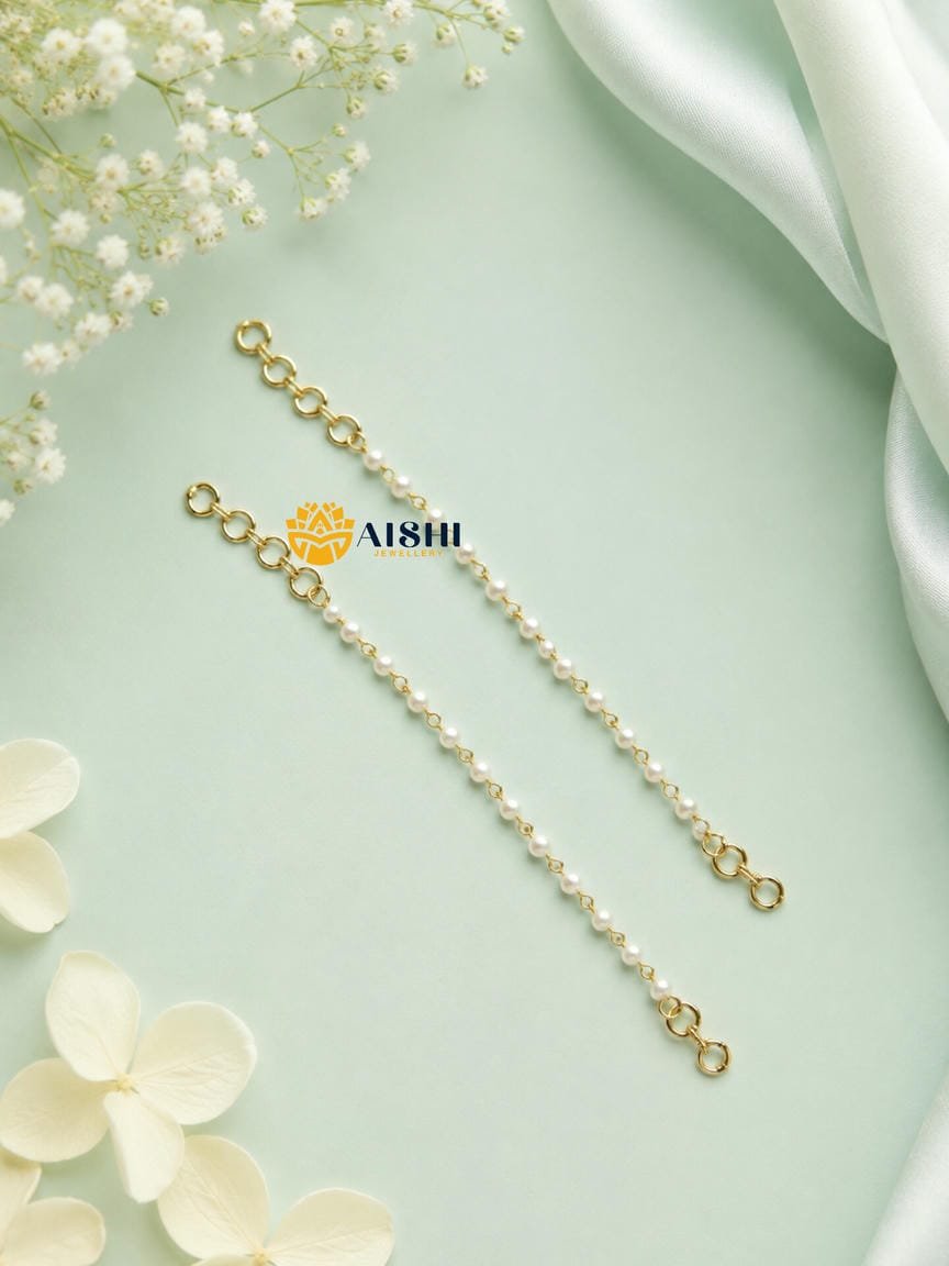 Simple White Pearl Earchain-EC157