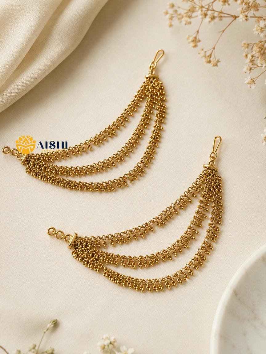 Antique Pearl Beads Earchain -EC36