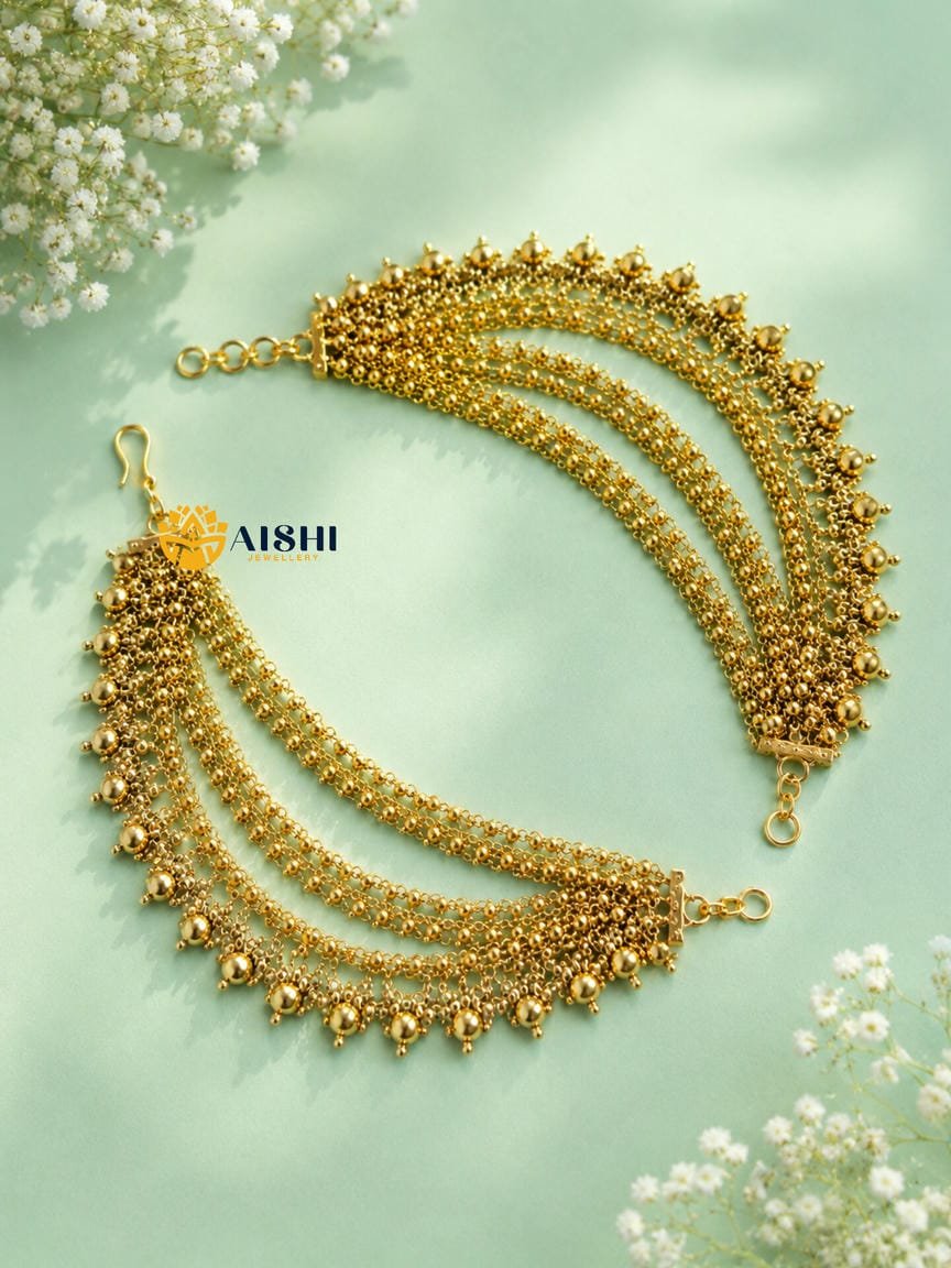 Antique Earchain with Golden Balls – EC88