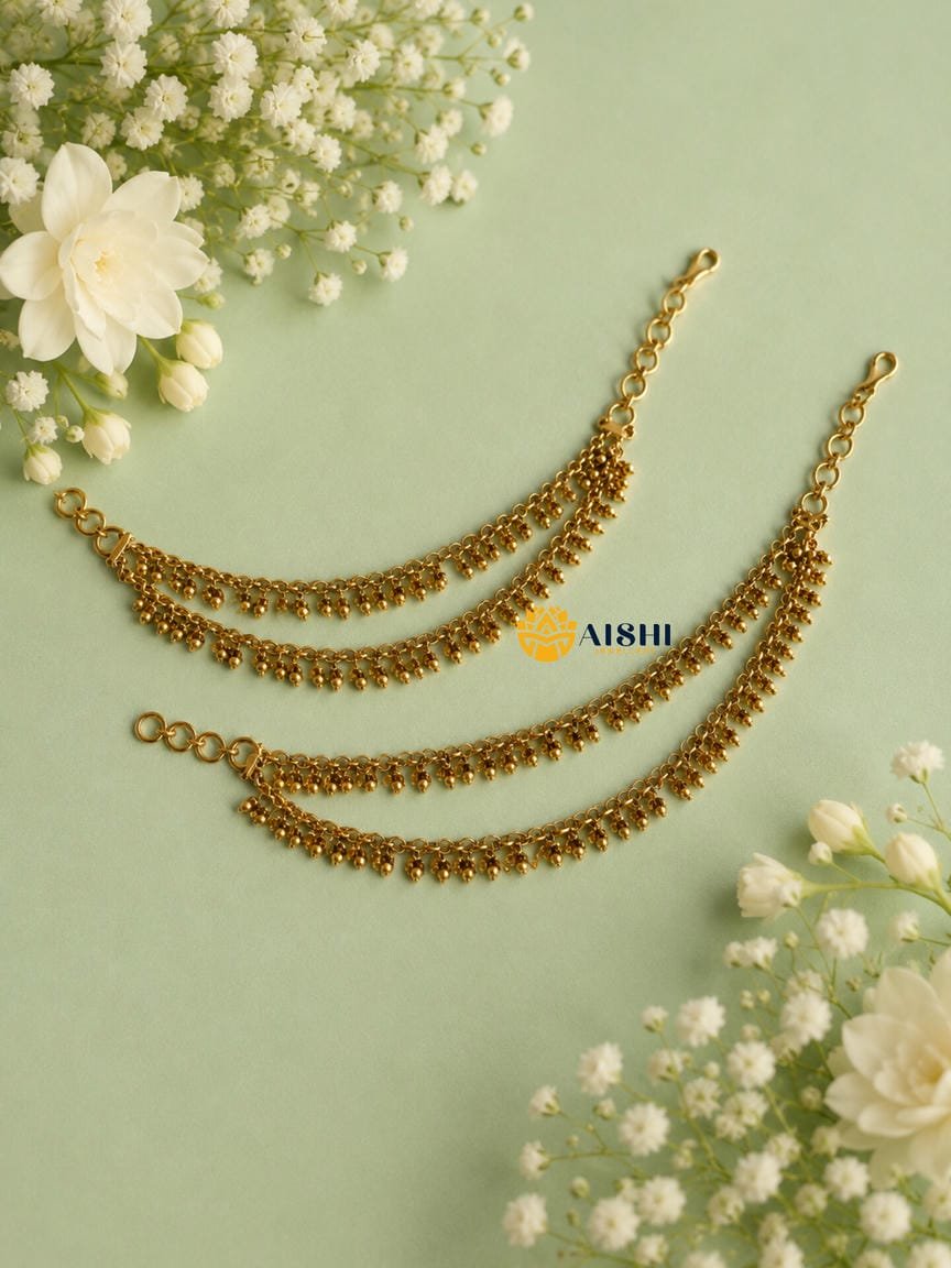 2 Layer Golden Beads Earchain – EC96