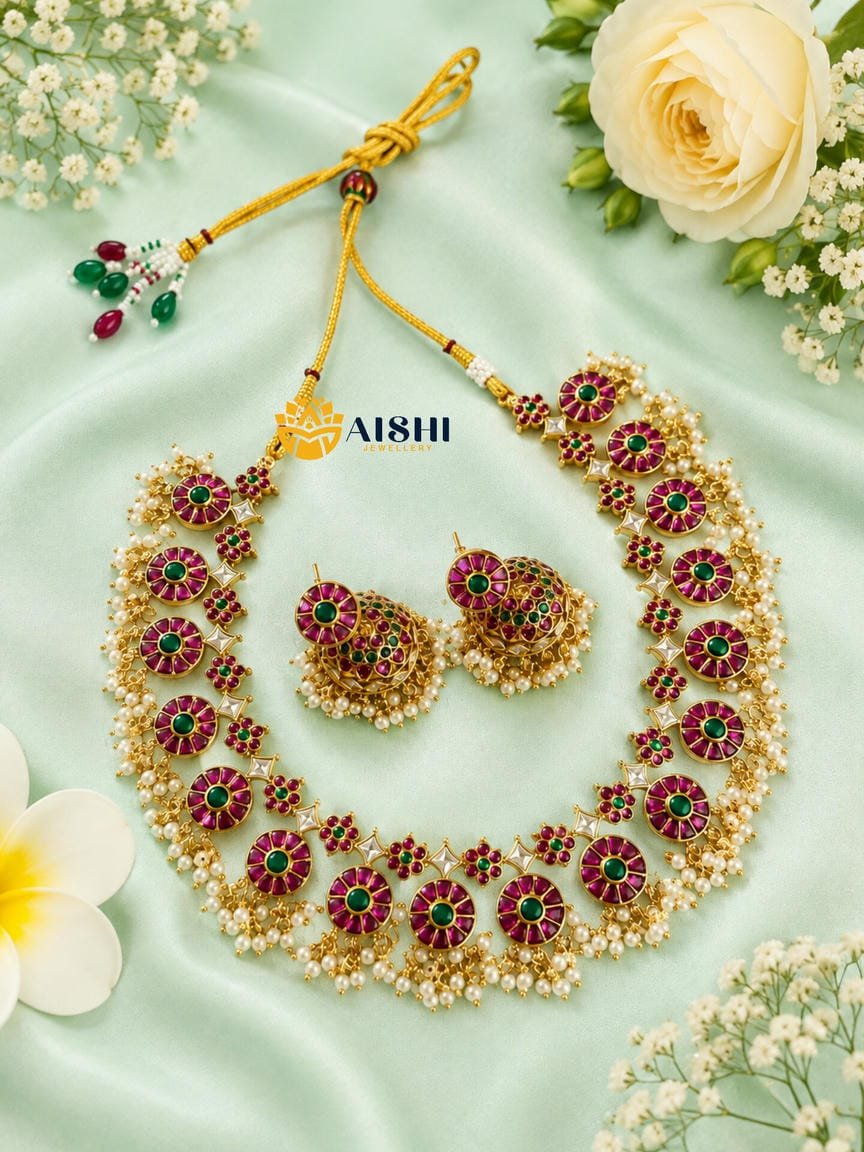 Ruby Green Necklace Set – N916