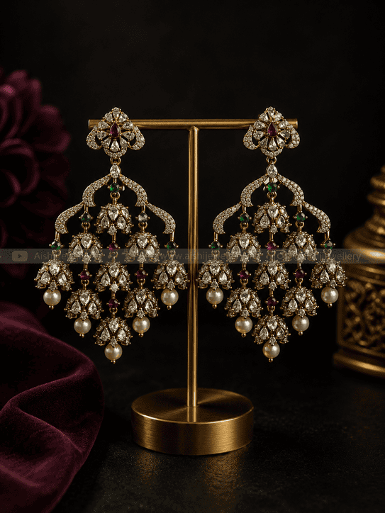 Sparkling AD Pearl Drops Earring(Multi)-AE153