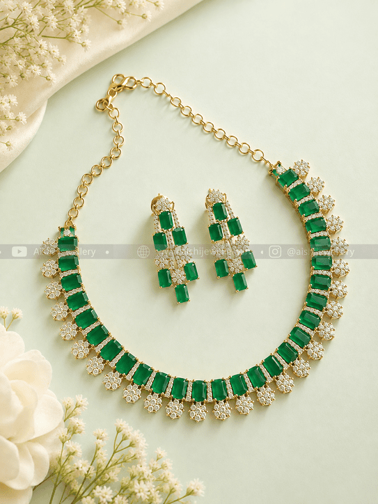 Elegant Floral Diamond Replica Neckpiece – AN256