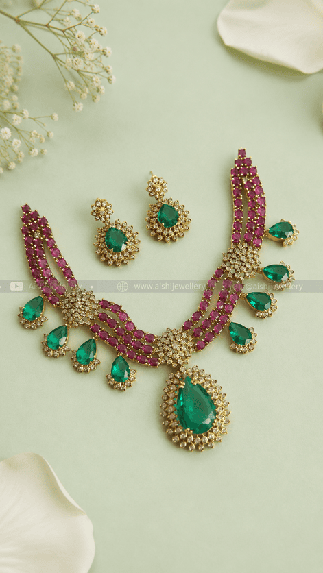 Emerald Ruby Grace Necklace Set – AN426