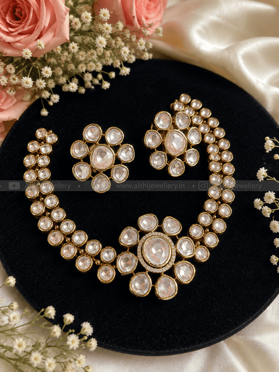 Classic Kundan Floral Necklace Set – AN434