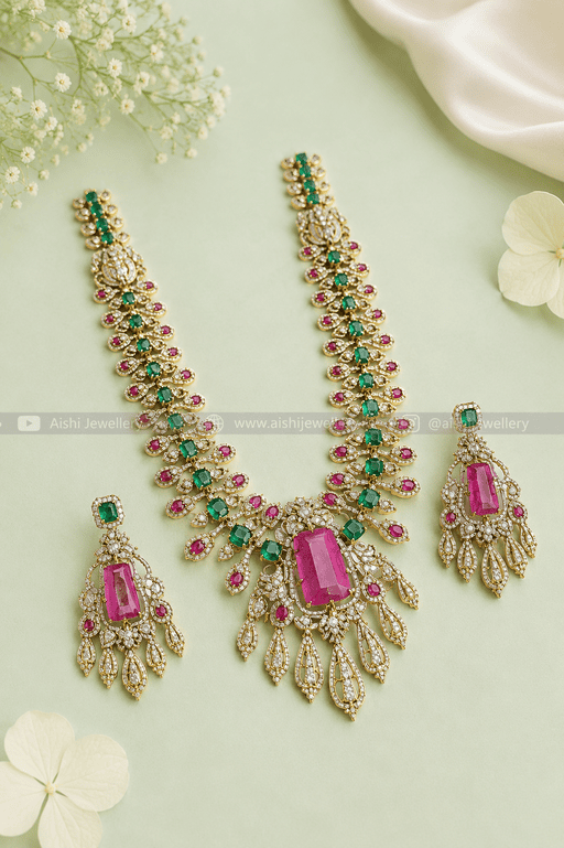 Emerald Ruby Heritage Necklace Set – AN436