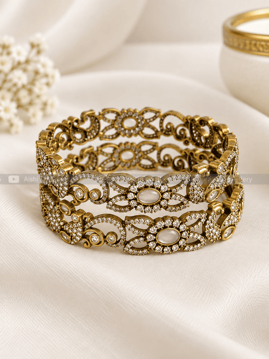 Victorian Floral Bangles(Pair)-B148